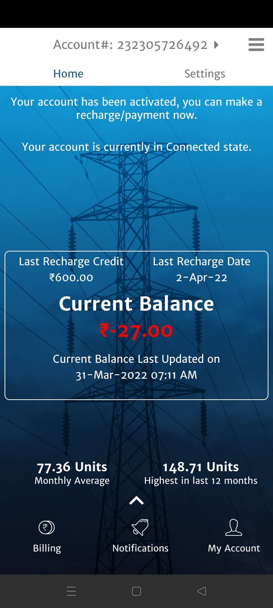 PriyranjanPatel's tweet photo. I recharge on 2 April 600 rupees.
Yesterday i had checked 421 rupees remaining but today show minus 27 rupees @BiharEnergy #Answer_me https://t.co/zg2oqEGFpd