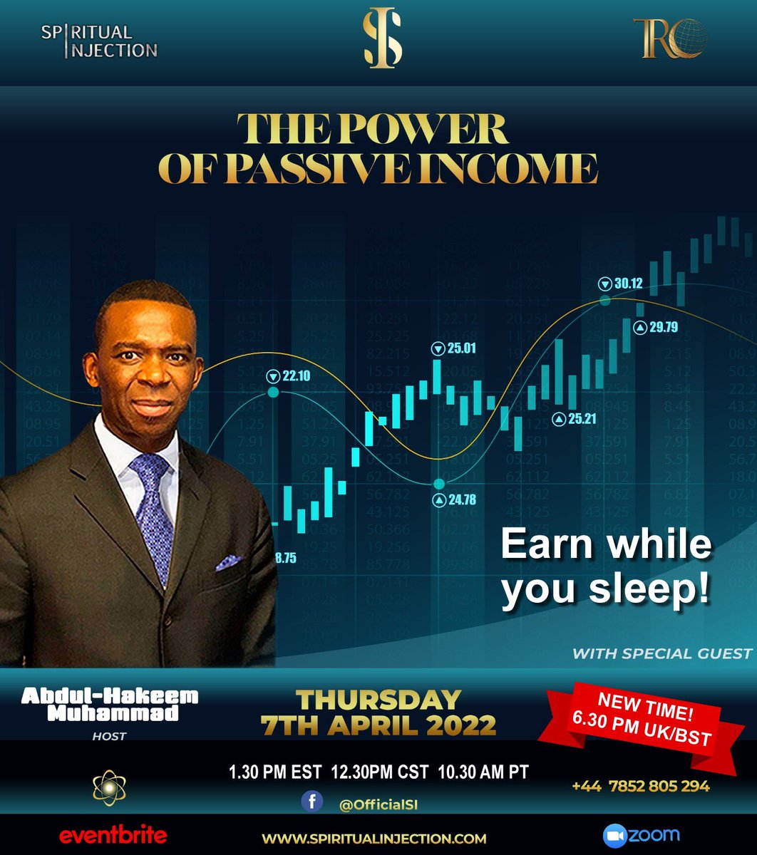 MinAbdulHakeem's tweet photo. The Power of Passive income!
Thursday 7th of April 2022
Hosted by ; Abdul-Hakeem Muhammad (@minabdulhakeem)
https://t.co/1rSucMSgkC…
NEW TIME 6:30PM( UK TIME)
#NOIEUROPE
#TRC
#SPIRITUALINJECTION https://t.co/ShNnCqyhG9