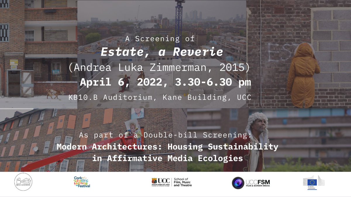 Today as part of <a href="/learning_fest/">Cork Lifelong Learning Festival</a>, we are lucky to have the director of 🎞Estate, A Reverie🎞, Andrea Luka Zimmerman (@FugitiveImages), join us for a Q&amp;A after our 3:30pm screening. All welcome! 

🎞<a href="/Estateareverie/">Estate</a>
📍Kane Building <a href="/uccfilmstudies/">Film&Screen MediaUCC</a> <a href="/UCC/">UCC Ireland</a> Campus
👐@MSCActions funded