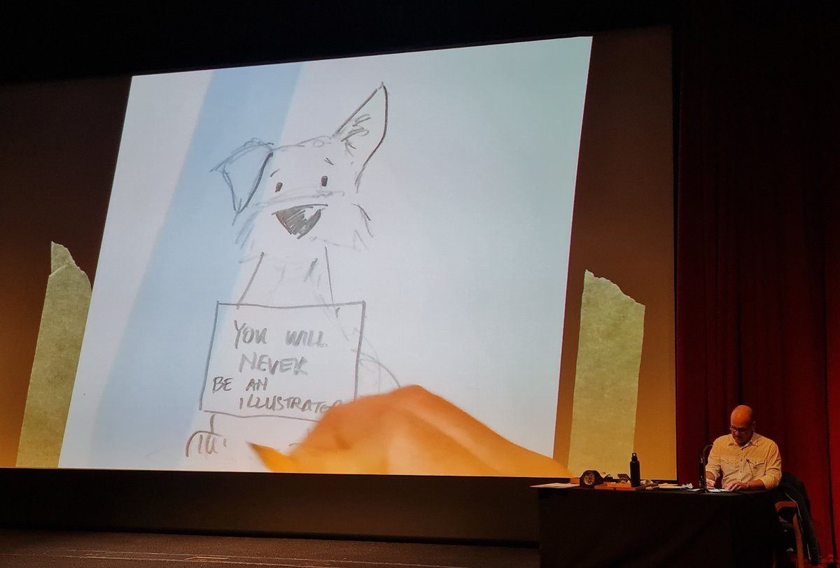 nylibraries's tweet photo. Don't worry folks, despite his lecturer's comments 30 years ago @Martin_Impey DID become the brilliant illustrator we know today! (Martin drew this while he was speaking - amazing) #ReadingPictures @ASCELUK @libsconnected https://t.co/0GKlS8LD18