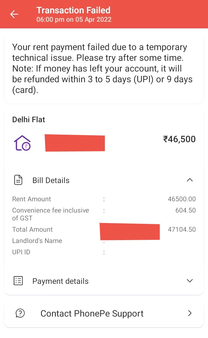 Ritasharma91's tweet photo. @PhonePeSupport Very bad experience with your Rent Payment facility.
Rent payment failed, can you pls check when it will be credited back to the source? Your app says up to 9 days. https://t.co/p5nZDkfxtC