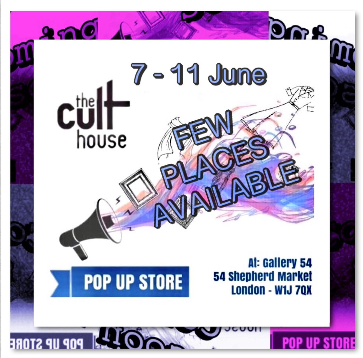 JANeto26's tweet photo. Check it out! Few places available to join us on our second edition of our Pop Up store offering a varied selection of artworks and creations. Including small drawings, paintings, prints...
https://t.co/NF1UJ8bgcG
#tchpopupstore #popup #mayfair #theculthouseuk https://t.co/CkVXLYbuTr