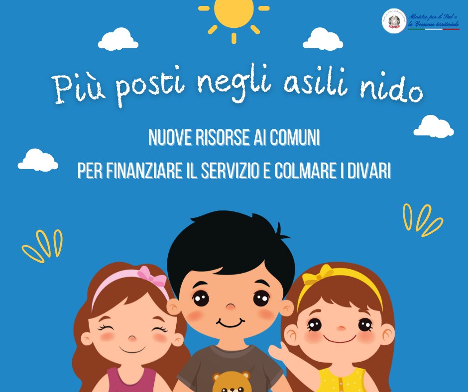 🟢 Inizia da 5.000 Comuni il percorso per raggiungere ovunque il 33% di posti negli #asilinido.
💶 La Legge di Bilancio 2022 ha stanziato le risorse grazie all'impegno del ministro <a href="/mara_carfagna/">Mara Carfagna</a>.
‼️ Leggi i criteri per assegnare i primi 120 milioni 👉 bit.ly/3LPEslb