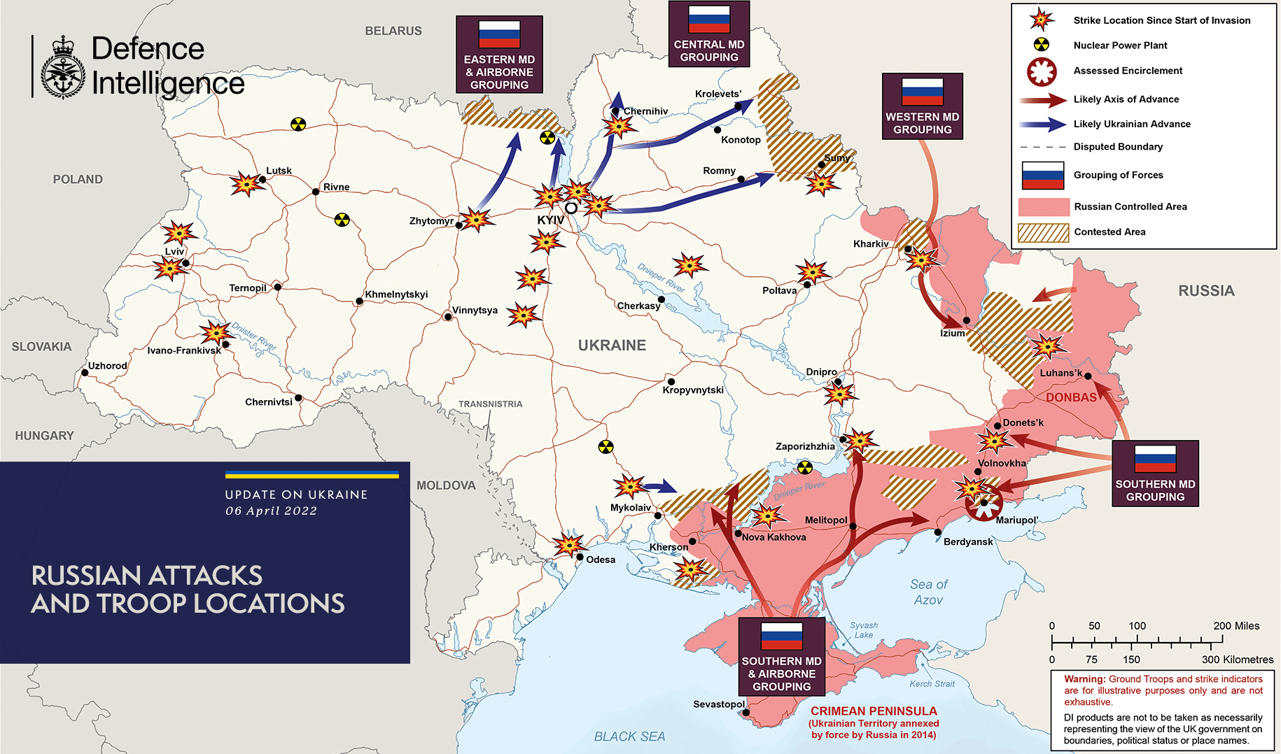 Russian attacks and troop locations map 06/04/22