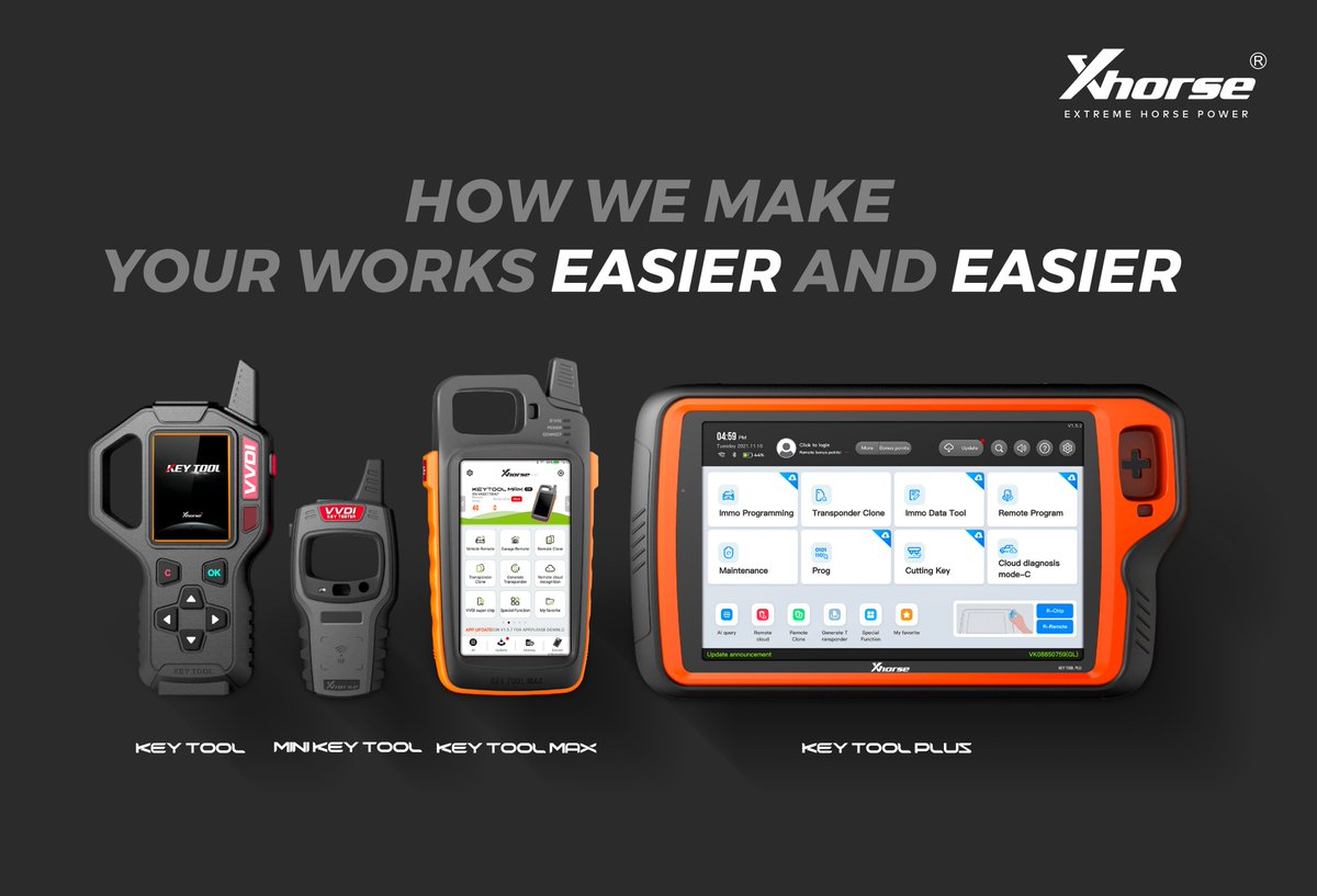 XhorseGlobal's tweet photo. How We Make Your Works EASIER and EASIER👇
#xhorse #locksmithlife #locksmithing #locksmithservice #carlocksmiths #keytool #minikeytool #keytoolmax #keytoolplus #keyprogrammingtool #keyprogrammingmachine #immoprogramming https://t.co/Cr9pu3PXv5