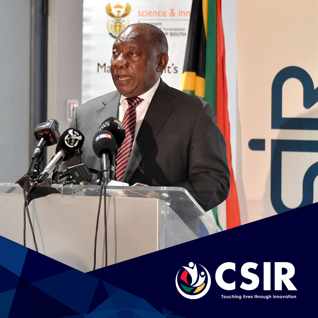 CSIR's tweet photo. 1/2 #CSIR1vision: In 2020, #TeamCSIR CEO Dr Dlamini hosted President Cyril Ramaphosa at the national COVID-19 Information Centre, a #data centre set up to monitor and track the spread of #COVID19 in the country. The centre, which is housed in a secure facility at the CSIR ... https://t.co/PIxDR316jv