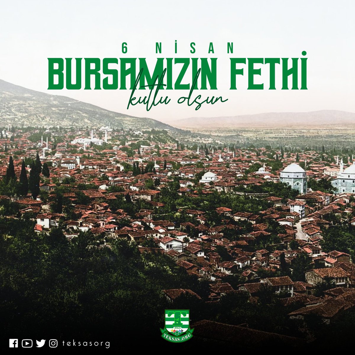 teksasorg's tweet photo. Yeşil sancaktır, beyaz hilaldir
Yeşil cesarettir, beyaz aselettir 
Yeşil Uludağdır, beyaz tertemiz düşen kardır
Bursa Yeşildir, Bursa Beyazdır. 

6 Nisan Bursamızın Fethi Kutlu Olsun. #UluŞehirBursa https://t.co/WPyHCLrfvd
