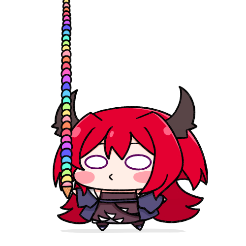 surtr (arknights) 1girl red hair chibi food horns ice cream long hair  illustration images