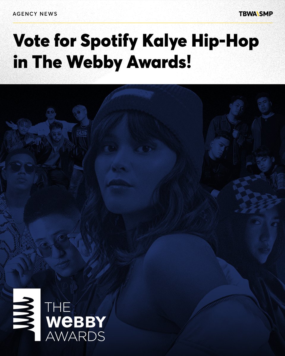 TBWA\SMP's Kalye Hip-Hop campaign for Spotify got nominated for a coveted Webby award, under the Advertising, Media and PR category.

Big hit na nga sa local audience, hit pa sa buong internet? Kaya let's beat the others! Register and vote now at bit.ly/KalyeHipHopWeb….
