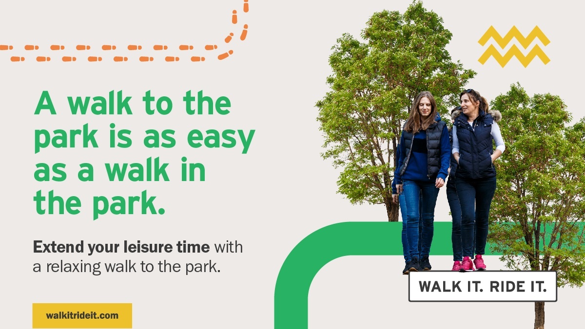 ConnectingLeeds's tweet image. A walk to the park is as easy as a walk in the park.👣 Extend your leisure time with a relaxing walk to the park 🌳 🌲

It’s good for your health and helps to make Leeds healthier too 💚

Join the #WalkItRideIt movement at orlo.uk/LearnMore_lj5iz