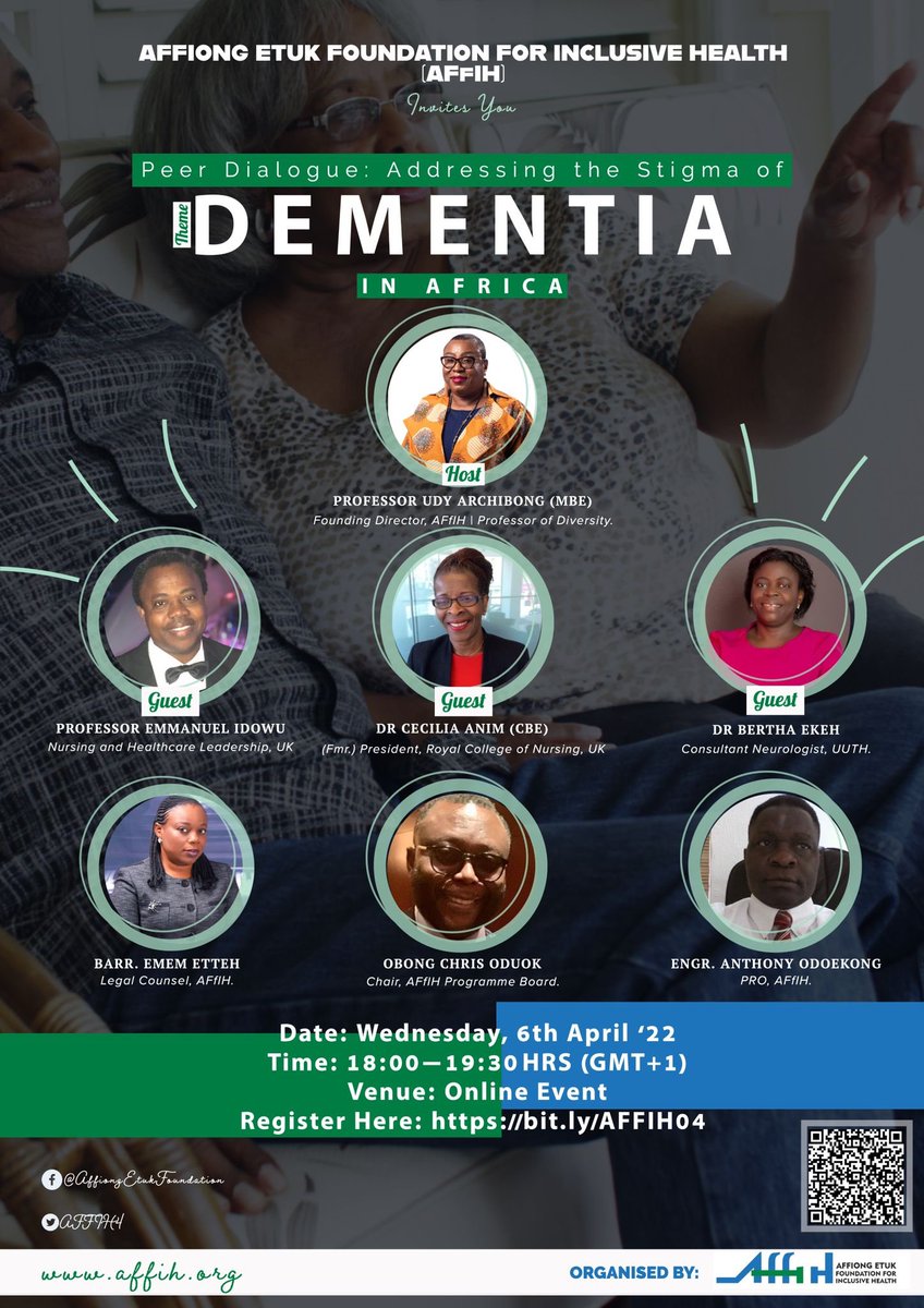 Taking place today at 6.00 pm UK time … hurry Register here: bit.ly/AFFIH04 <a href="/AFfIH4/">AFfIH</a> <a href="/BME_DemNetwork/">BME Dementia Network</a> <a href="/KUD_Utam/">UdieUtam</a> <a href="/BMEdementia/">BME Dementia</a> <a href="/idowuoe/">Prof O E Idowu CMBE SFHEA FRSH FInstLM FIHM DPMSA</a> <a href="/cisanim/">Dr Cecilia Akrisie Anim CBE FRSA FRCN</a> <a href="/NNCAUK/">Nigeria Nurses Charitable Association | NNCAUK</a> <a href="/MANSAG_uk/">Medical Assoc of Nigerians Across Great Britain</a> <a href="/EngoboE/">Engobo Emeseh</a> <a href="/livinginhope/">Dr Jane Wray</a> <a href="/felicia_kwaku/">Dr Felicia Kwaku, OBE, RGN</a> <a href="/OyebanjiAdewumi/">Oyebanji (Banji) Adewumi MBE</a> <a href="/EdgeDawn/">Professor Dawn Edge</a> <a href="/ProfCarolBaxter/">Carol Baxter CBE</a> <a href="/Voa1234/">Victor Adebowale</a> <a href="/3minstosunrise/">3minstosunrise</a>