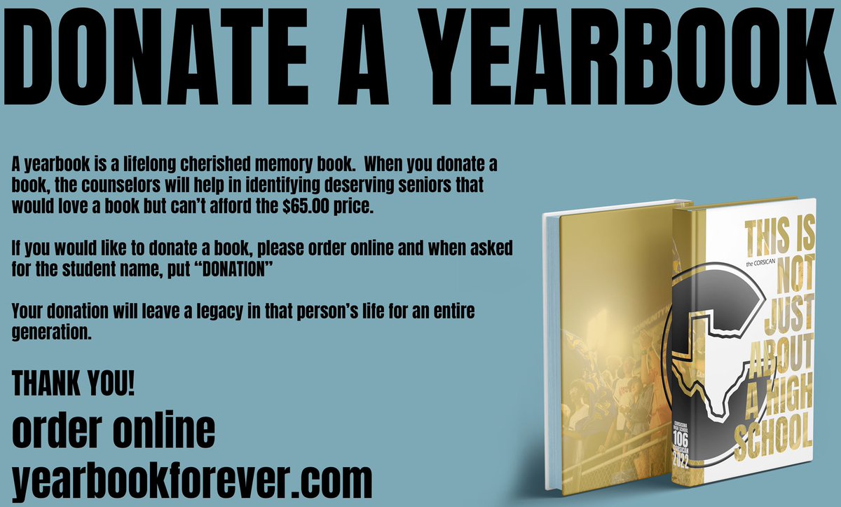 TigersYearbook's tweet photo. A yearbook is something that will last forever! If you are interested in donating a book to someone, read the information above ⬆️⬆️⬆️ Share the love of a lasting gift today! https://t.co/9CoivHY62o