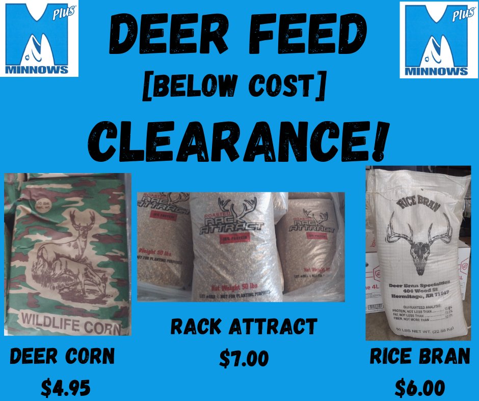 MinnowsP's tweet photo. COME GET IT, YALL! #DEERCORN #DEERFEED #RICEBRAN https://t.co/ChYkIG7MA2
