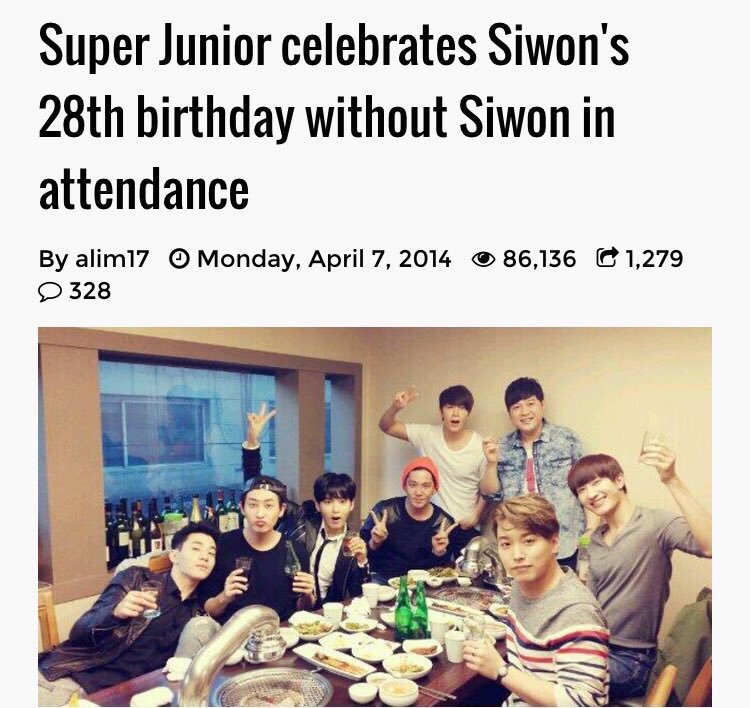heebunim's tweet photo. happy 8th anniversary to super junior celebrating siwon’s birthday without siwon. he even paid for their meals 😭 https://t.co/y5rDXB7H8u