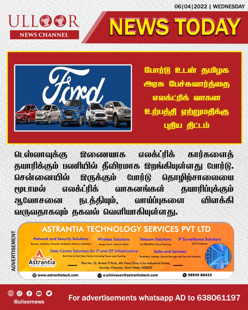 charector14's tweet photo. போர்டு உடன் தமிழக அரசு பேச்சுவார்த்தை எலக்ட்ரிக் வாகன உற்பத்தி ஏற்றுமதிக்கு புதிய திட்டம்
Click Here Full News: https://t.co/ZjqQ1IKzhd
#ulloornews
#Ford #automotors #TamilnaduNews #TamilNews #Tesla #fordmaverick #ElectricVehicles #Cars #indiancars #news #NewsUpdates #likeme https://t.co/VtlGIUHvsP