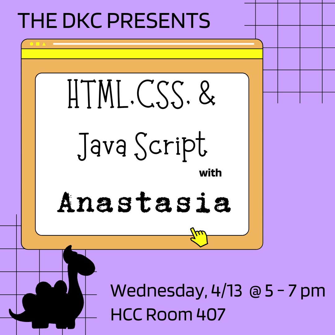 umwdkc's tweet photo. 💻Anastasia is leading a HTML, CSS, and JavaScript workshop on Wednesday, March 13th at 5pm!💻

@MaryWash https://t.co/VDIE3k82MR