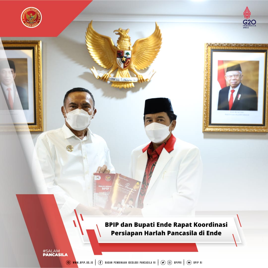 BPIPRI's tweet photo. Badan Pembinaan Ideologi Pancasila (BPIP) melaksanakan rapat koordinasi penyelenggaraan upacara hari lahir Pancasila yang rencananya akan dilaksanakan di Kab. Ende, Provinsi NTT pada 1 Juni mendatang.
#humasBPIP
#bpipri
#SalamPancasila
#HarlahPancasila
#kabupatenende https://t.co/V2wQVgGbmd