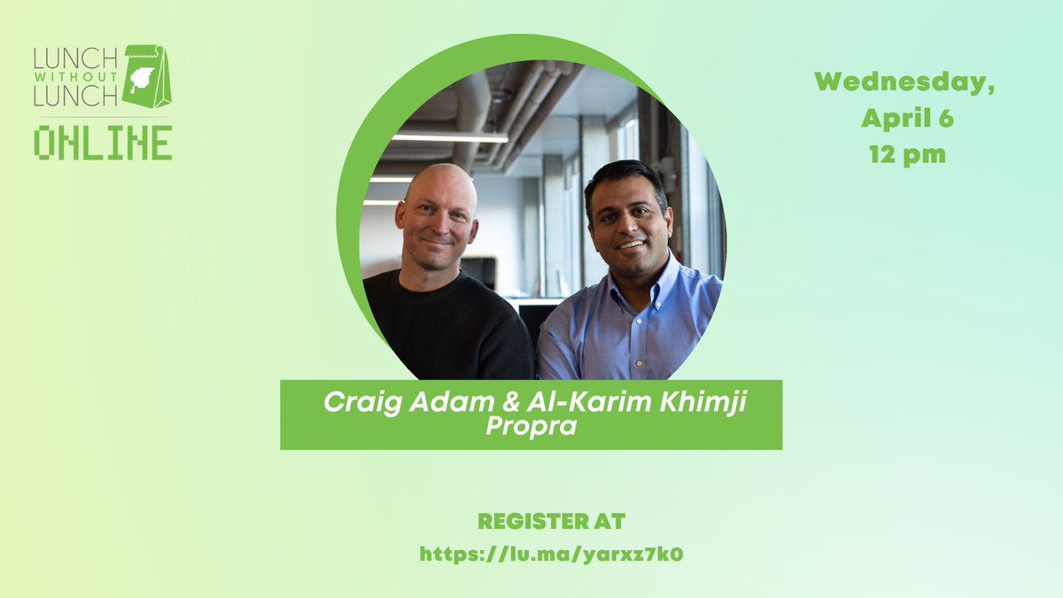 RainforestAB's tweet photo. Join us today at #LWOL as Al-Karim Khimji and Craig Adam will share the story of Propra. They will also share how Propra uses property management tools to enhance residents' experiences ➡️ https://t.co/RdYDbvM6yu
#RainforestAB #techyyc #eventsyyc #innovation #communityyyc https://t.co/nNffQbirJ3
