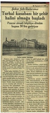 12-Diğer bir şirket olan " Turhal Şeker Fabrikası T.A.Ş. " de 19.10.1934 tarihinde Turhal Şeker Fabrikasını işletmeye açmıştır.