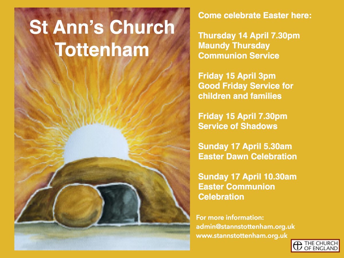 Easter is coming.  Come celebrate at St Ann's!  stannstottenham.org.uk/easter-2022