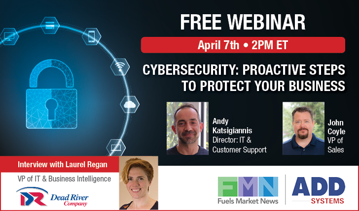 ADD_Systems's tweet photo. Don't forget to join us TOMORROW, 4/7 at 2 pm ET, for a free webinar on Cybersecurity provided by ADD Systems and @FuelsMarketNews! 

Learn more and register now via https://t.co/zlz7JhjgWB. 

#cybersecurity #IT #informationtech #addsystems https://t.co/gLvSiiVLT5