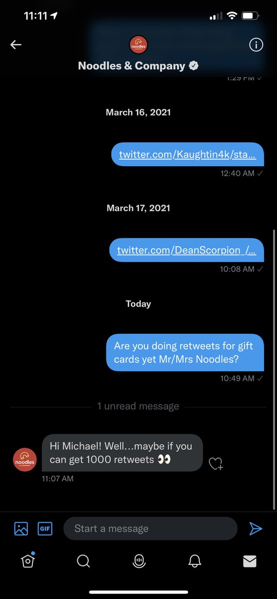 MichaelGehrich's tweet photo. I sent them memes, and I was patient. Over a year later, I was given an opportunity. Please Twitter, help me. 1000 is easy. @noodlescompany https://t.co/6kMppvDPdj