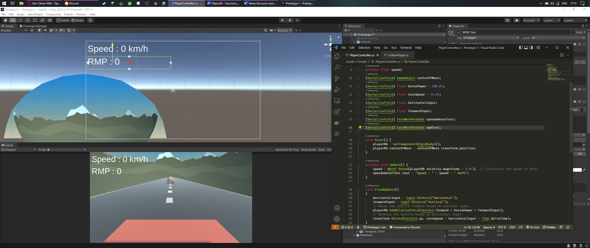 fireinside_fie's tweet image. This week is working on enhancing the first prototype! Speed and rpm display are being added :> #unitylearn