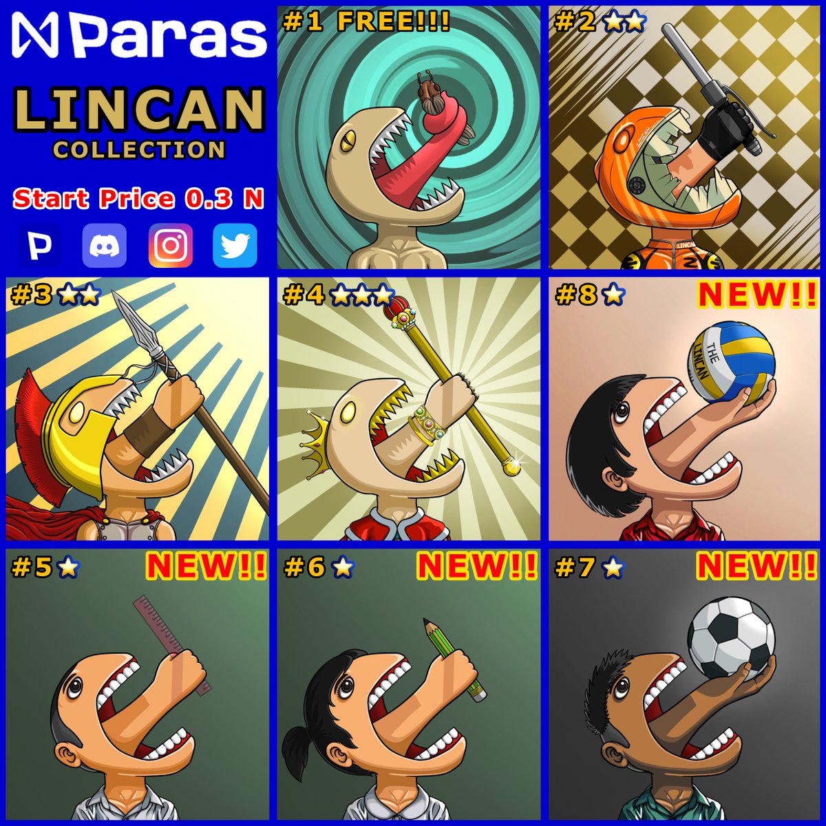 New drop!!
LINCAN collection
4 1-star characters in school themes
🔥 Start Price 0.3 N 🔥

paras.id/collection/lin…

discord.gg/6YZZZSwM