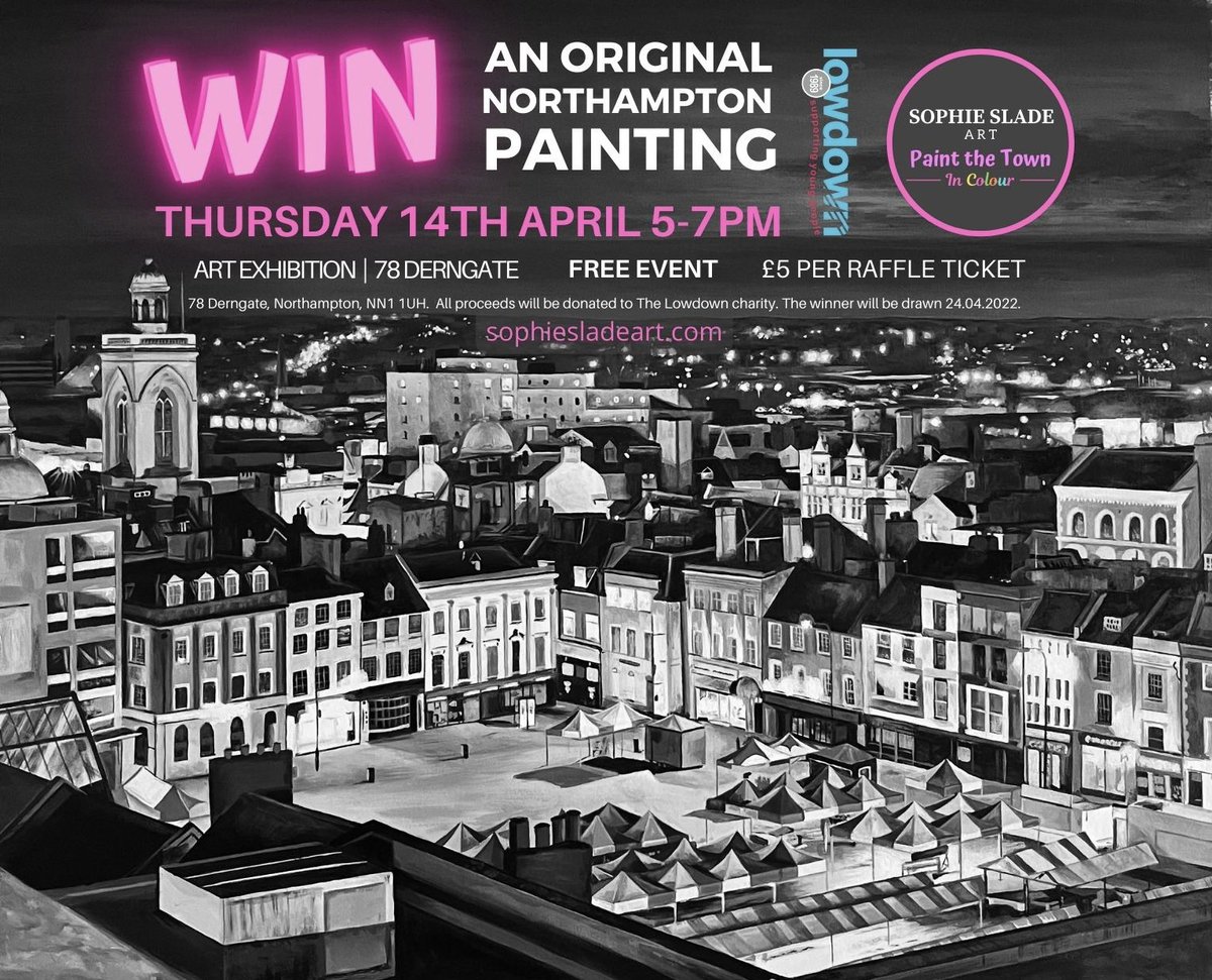 Tickets will go on sale after the colours have been revealed at the evening event on 14th April at 78 DERNGATE Gallery 🎨. All proceeds will be donated to THE LOWDOWN charity. 

<a href="/BBCLookEast/">BBC East</a> <a href="/BBCNorthampton/">BBC Northamptonshire</a> <a href="/NorthantsLive/">Northants Live</a> #northampton <a href="/ChronandEcho/">Northampton Chron</a>