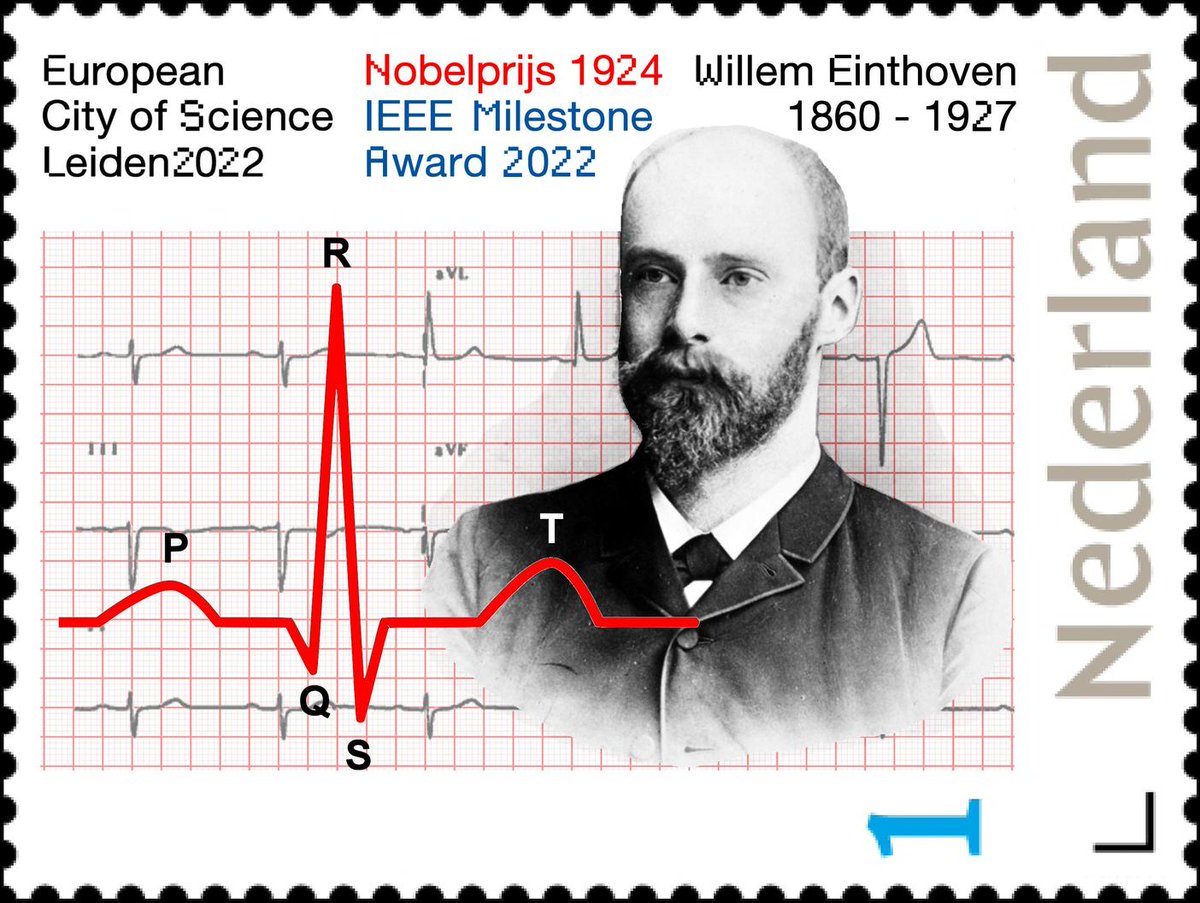 Vandaag komt er een hele bijzondere postzegel uit ter ere van Willem Einthoven: Leidse Nobelprijswinnaar en uitvinder van het hartfilmpje (ECG)❤️‍🩹Een uitvinding waar we nog altijd en wereldwijd gebruik van maken! Meer info en bestellen? 👉hemelop.nl/de-zegels/de-z…