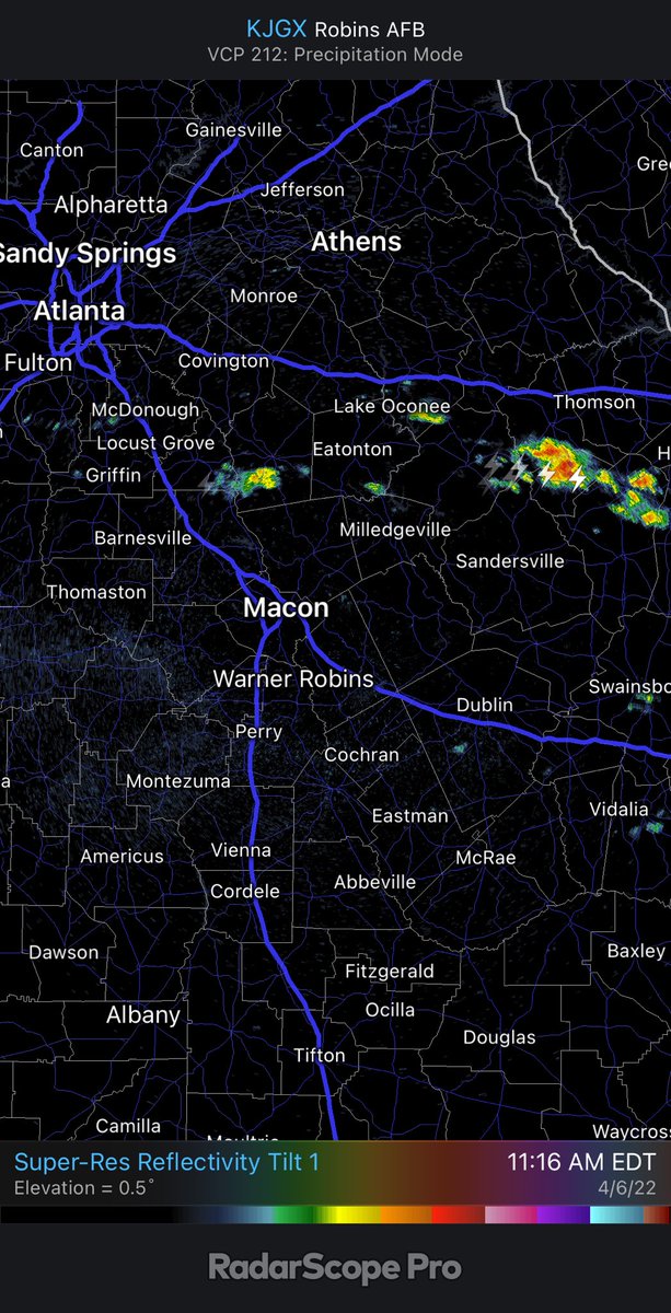 gawxman's tweet photo. Good morning! We’re already starting to see storms forming and I expect a lot more to come as we move into the afternoon. Temperatures are already in the low to mid 70s with high dew points. All of the ingredients for a severe weather day are there #GAwx https://t.co/vPCIY0FX1z