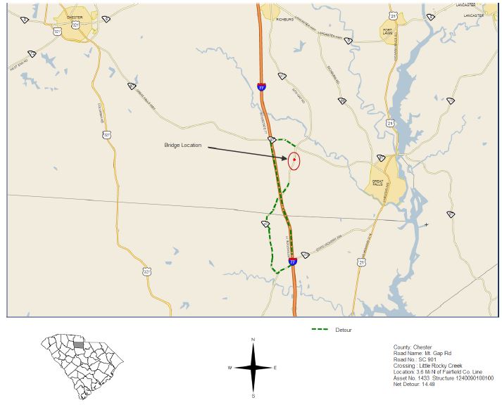 SCDOT on Twitter "Chester County closure the bridge over Little Rocky