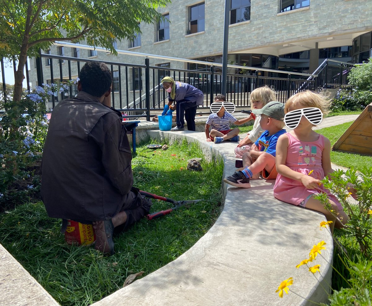 lojozomo's tweet image. EY2 children, ICS gardeners, and cleaners participating in mutual respect as they work and play alongside each other. What if we noticed and acknowledged our community workers like our children did? What can our world learn from our youngest learners @ICSAddis #earlyyears