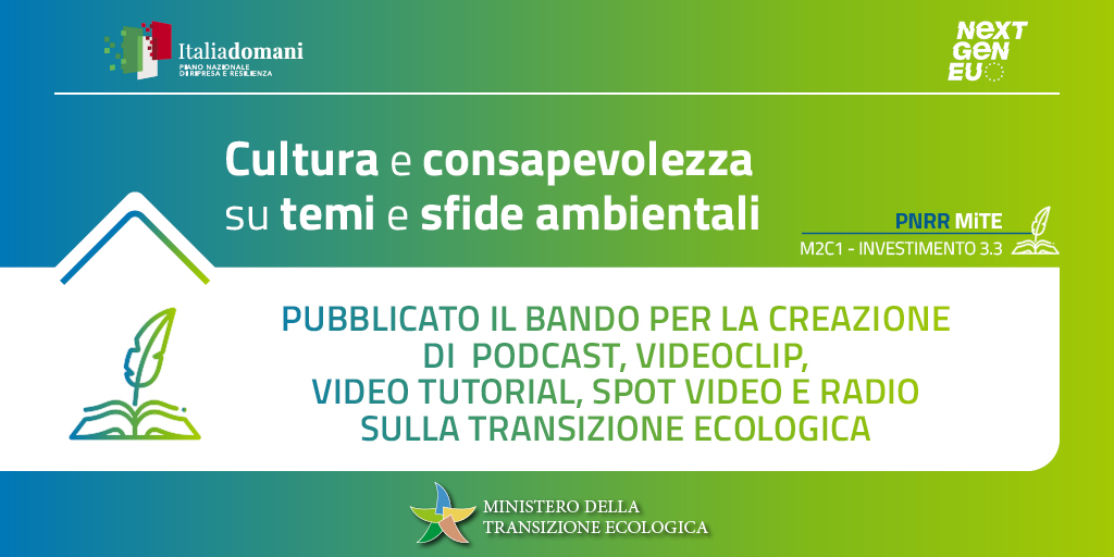 #PNRR. Pubblicato sul portale <a href="/Invitalia/">Invitalia</a> il bando per la creazione di contenuti digitali per diffondere #cultura e #consapevolezza sulle sfide legate all’#ambiente e al #clima e per sensibilizzare sugli stili di vita sostenibili.

➡️ bit.ly/3ue1coP

<a href="/ItaliaDomaniGov/">Italia Domani</a>