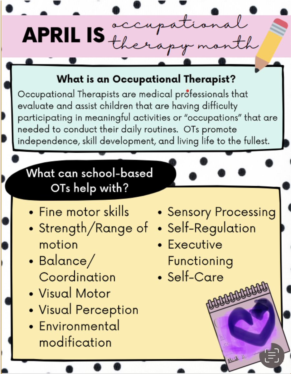 April is OT month!  Here’s what school-based OTs can help with.  <a href="/SycamoreCreekES/">Sycamore Creek ES</a>