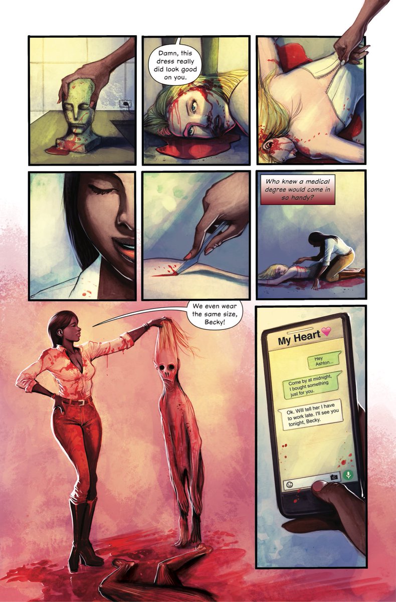 MizTeeFranklin's tweet photo. I’ve seen your concern about why am I writing DC Horror when Ive only written Harley Quinn. Here’s some pages from 2 different horror comics that I hope will ease your worry.
#TheOutfit #JookJoint https://t.co/n2DqUSkxvP