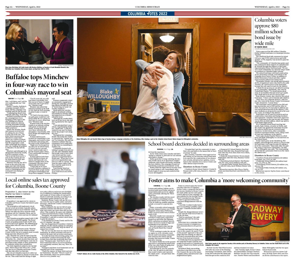 Tristen Rouse (@tristenrouse) on Twitter photo Election night visuals by the <a href="/CoMissourian/">Columbia Missourian</a> visuals team. A1 photo by Audrey Stanard. Inside photos by Stanard, <a href="/MayaBell20/">Maya Bell</a> and Maggie Lenox. Photo editing by <a href="/emmjreed/">Emmalee Reed</a>, Makalah Hardy, Gabriella Salinas and myself. Print design by Heeral Patel. More great work to be seen online. Election night visuals by the <a href="/CoMissourian/">Columbia Missourian</a> visuals team. A1 photo by Audrey Stanard. Inside photos by Stanard, <a href="/MayaBell20/">Maya Bell</a> and Maggie Lenox. Photo editing by <a href="/emmjreed/">Emmalee Reed</a>, Makalah Hardy, Gabriella Salinas and myself. Print design by Heeral Patel. More great work to be seen online.