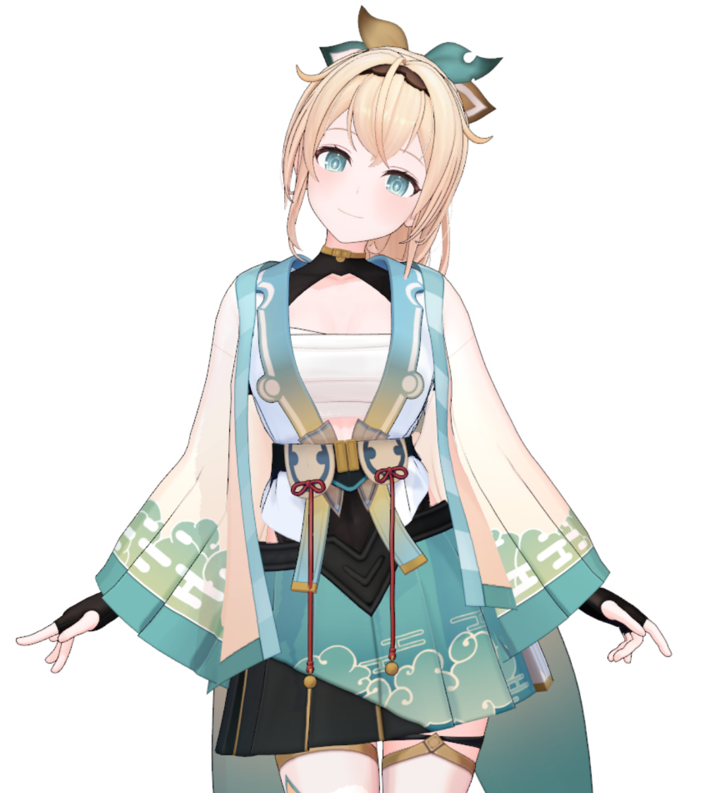 ・羽織テクスチャ模様描き
・羽織ウェイト調整、裾物理入れ
大体できました～🤗
羽織は貫通するのは仕方ないね😇
諦めも肝心ということで、このくらいに
表情モーフをもう少し調整とデータ整理していきます～

チャキ丸は残り時間があれば、無ければ来週予定です
まあ抜けない刀になりますが🤡 