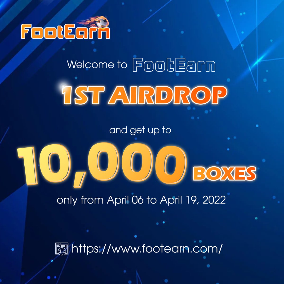 🔥 FOOTEARN NFT Airdrop
📦 10,000 BOXES
🌟 How to get Airdrop?

Complete steps to participate in the FootEarn Airdrop

Reward:
🎁10,000 BOXES with Player NFT
👇Click link in below
gleam.io/b15So/footearn…

#nft #gamefi #blockchain #footearn #nft #blockchaingaming #eSports.