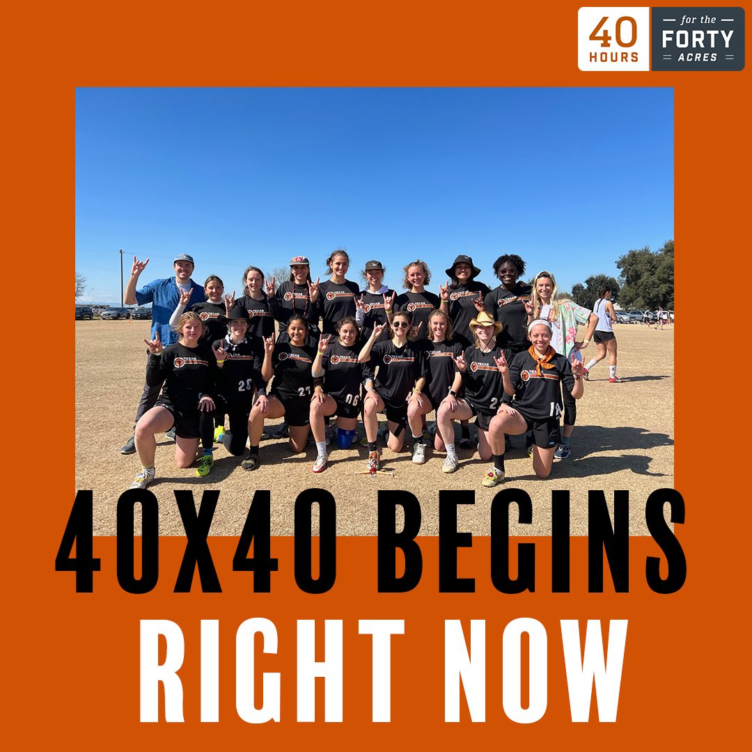 txmelee's tweet photo. It’s here! The 40x40 fundraising event begins right now. Want to maximize your donation value? Donate at 1 pm today for UT to MATCH your contribution: https://t.co/8AXdy6Jf82 https://t.co/RpD2FxOlAs