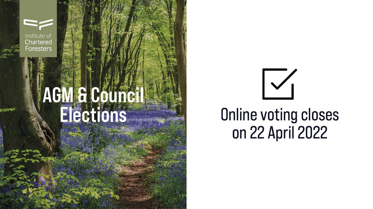 TheICF's tweet photo. All members are invited to attend our AGM that will take place on Tuesday 26 April at 17:15 in the @rcpsglasgow, during our National Conference, #ClimateSmartForestry.

Chartered members can vote on AGM items and candidates standing for election to Council, online or in person. https://t.co/OidpgMxeaq