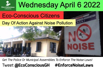 ChrysalisEdGH's tweet photo. TODAY Wednesday April 6 is @EcoConsciousGH Day Of Action Against #NoisePollution 

Send your #EnforceNoiseLaws activism pics, vids, etc > ecoconsciouscitizens  @ https://t.co/oipur5hLRM

#MMDA @GhPoliceService @EPA_Ghana 
Please #EnforceNoiseLaws https://t.co/tXffniaAaP