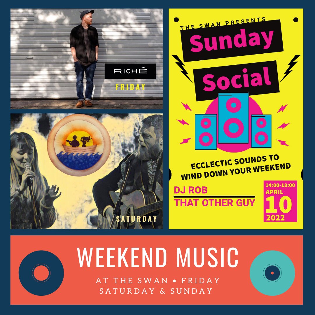 Love Your Music?... We've got you covered this Friday, Saturday &amp; Sunday!💥
Friday -  R I C H É - 8.30pm
Saturday - Immy &amp; The Boatman - 8.30pm 
Sunday Social - DJ Set 2pm to 6pm with DJ Rob &amp; That Other Guy! 
Who's coming? #WorcestershireHour 🤩