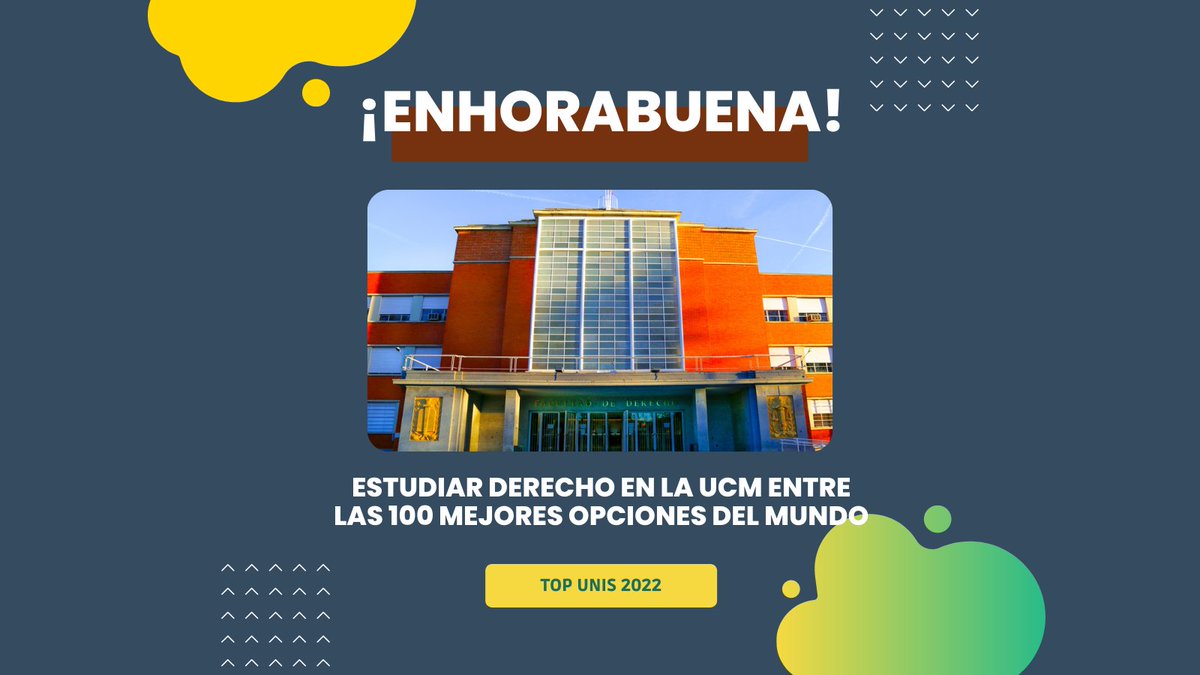 Facultad Derecho UCM (@ucm_derecho) on Twitter photo Derecho de la <a href="/unicomplutense/">Complutense</a> nos encontramos entre las 100 mejores opciones para estudiar del mundo según <a href="/TopUnis/">QS Top Universities</a> 👏🏽👏🏽👏🏽
🥳🥳🥳Enhorabuena a quienes hacéis posible estos reconocimientos con vuestro trabajo y dedicación cada día.
ucm.es/tres-materias-…
#derechoUCM Derecho de la <a href="/unicomplutense/">Complutense</a> nos encontramos entre las 100 mejores opciones para estudiar del mundo según <a href="/TopUnis/">QS Top Universities</a> 👏🏽👏🏽👏🏽
🥳🥳🥳Enhorabuena a quienes hacéis posible estos reconocimientos con vuestro trabajo y dedicación cada día.
ucm.es/tres-materias-…
#derechoUCM