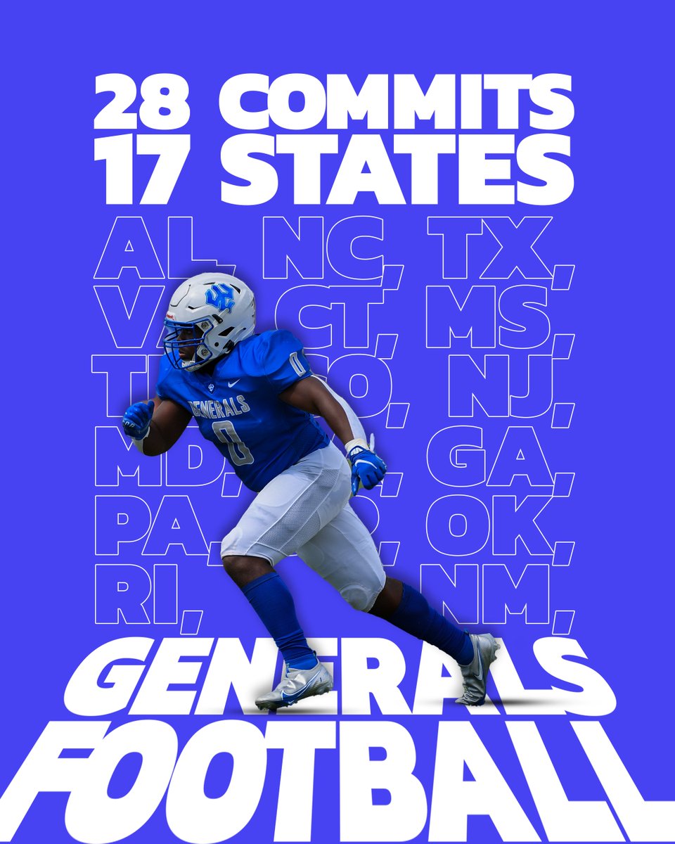🚨Incoming class alert!!!!🚨

We are so excited to begin announcing our incoming class of '22. Tune in to our social media platforms all throughout the week to see the future of Generals Football!!!

#AllIn22 #AllInAllTheTime