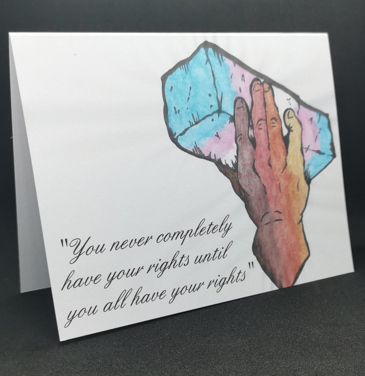 EqualityCardsUK's tweet photo. As a gay man, I am grateful for a partial ban on Conversion Therapy but do not support that decision unless all are included - the LGBTQ+ community needs to unite. At Equality Cards, we see, support, and speak out for transgender people and their rights. 
#notsafetobeme #trans https://t.co/gSYOnNxiXq