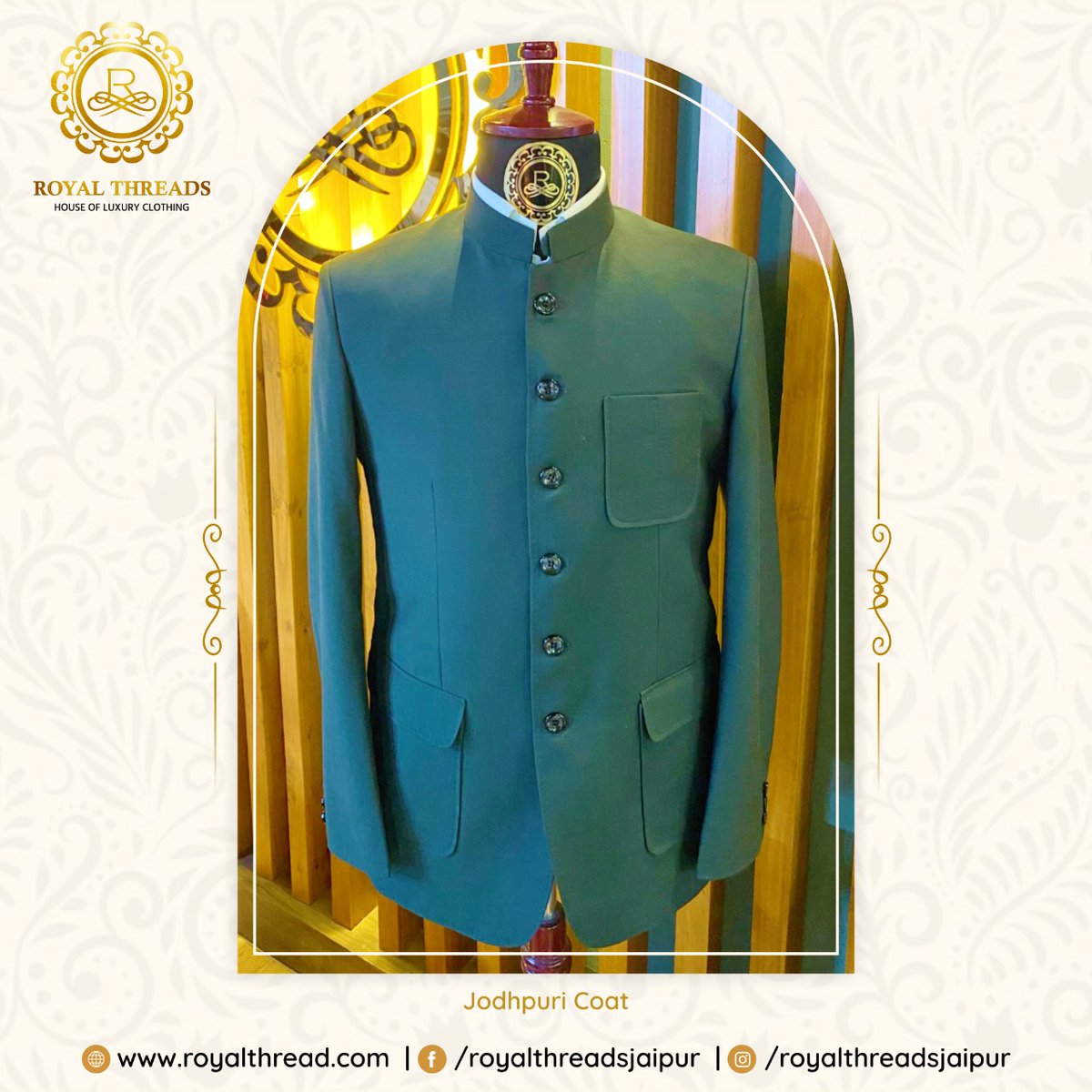 RoyalThreadsjpr's tweet photo. “Create your own visual style… with our Jodhpuri coat
.
.
#royalthreads #threads #Jodhpuricoat #Jodhpuri #coat #indianwear #buttons #weddingcollection #weddingdresses #royalclothing #royaloptions #greatfitting #groomtobe #rajputgrooms #royalweddings #bestweddingattire #style https://t.co/K9xuCUg5d7