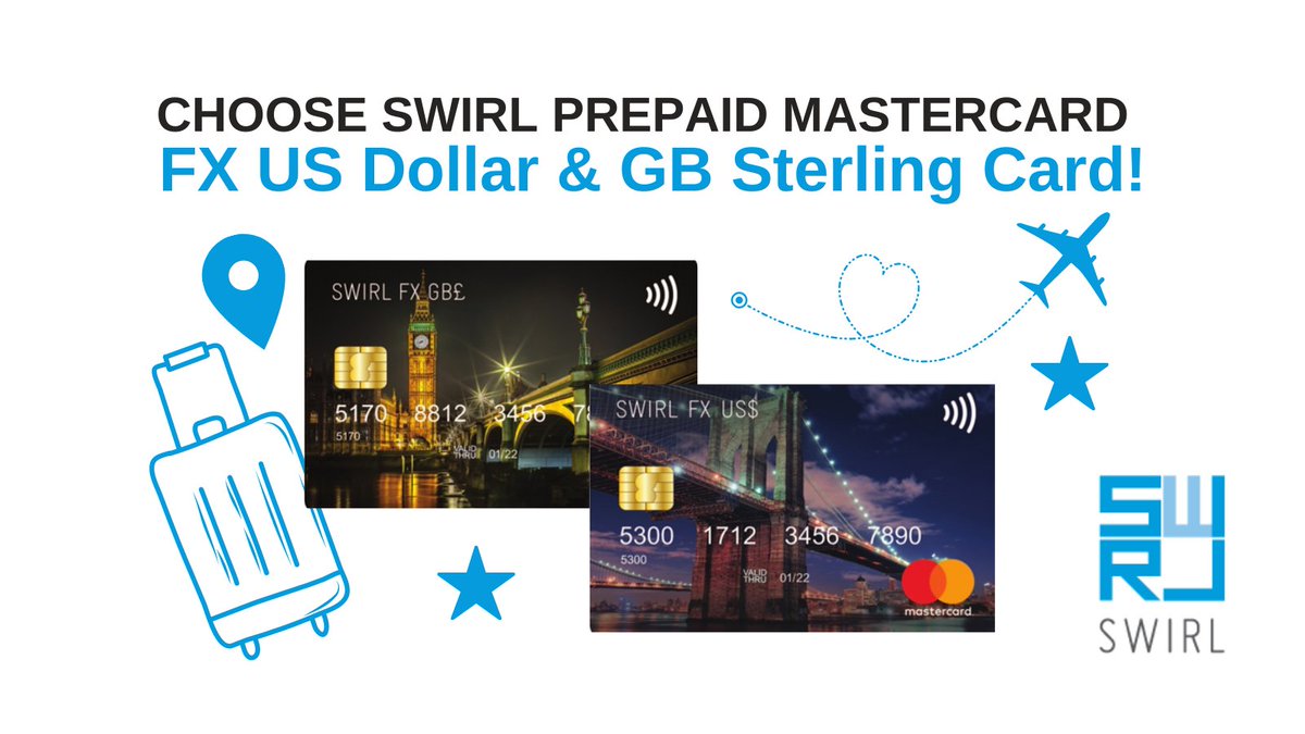 SWIRL_Card's tweet image. Get your FREE SWIRL FX Card in $ or £ - Our FX cards are the perfect travel companion - With competitive exchange rates here at SWIRL! Whether you're travelling  or shopping online! Get a FREE Card here - swirlcard.com/how_it_works_f…