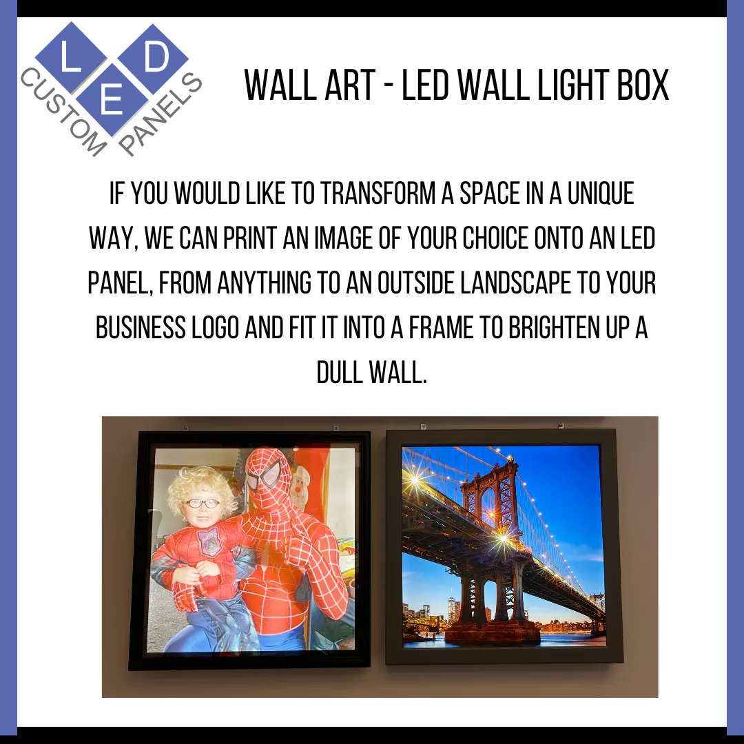 If you would like to transform a space in a unique way, We can print an image of your choice onto an LED Panel, From anything to an outside landscape to your business logo and fit it into a frame to brighten up a dull wall.

#nurseryideas #ledlights #ledsign