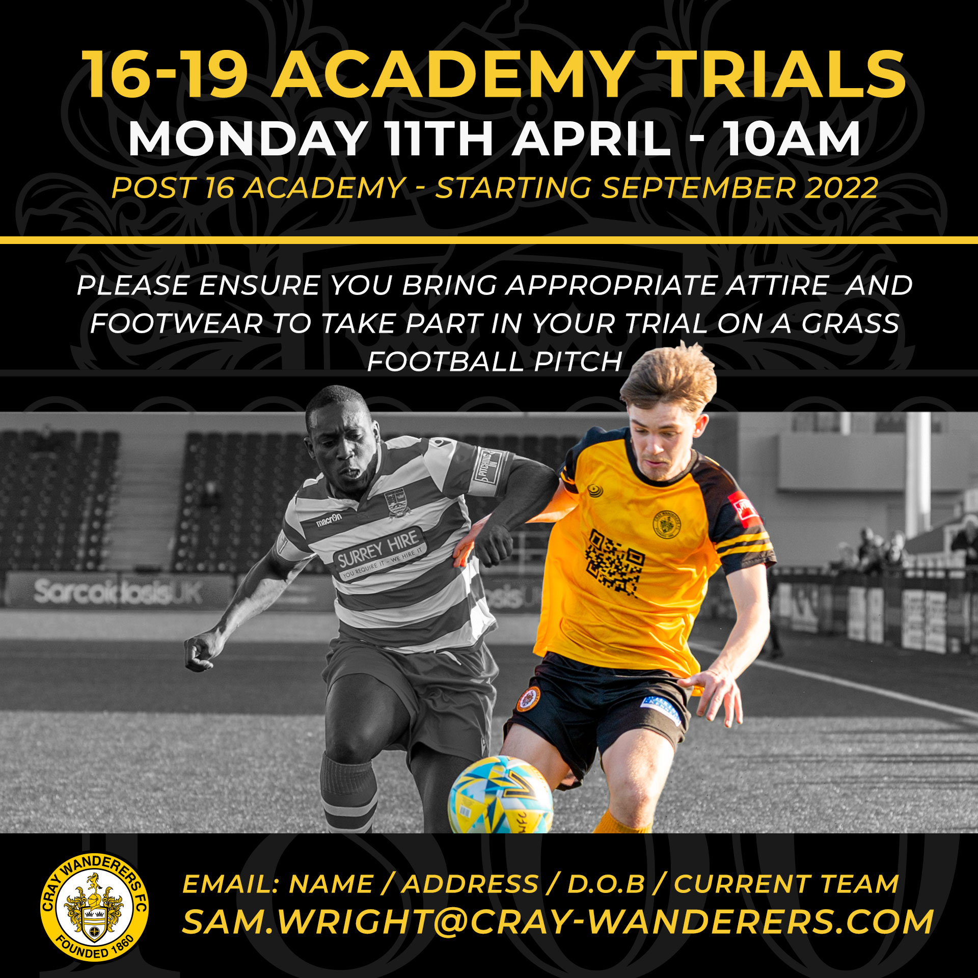 Cray Wanderers FC on Twitter: "PLAY FOR CRAY ACADEMY! Our Brand New